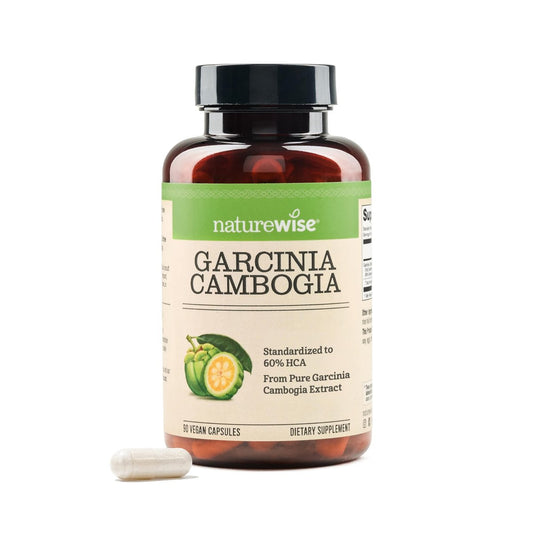 Naturewise Garcinia Cambogia - 60% HCA Konzentration, pflanzliche Unterstützung für Gewichtsziele und Energielevel - Vegan, Nicht-GVO, Glutenfrei - 90 Kapseln [1-3 Monatsvorrat]