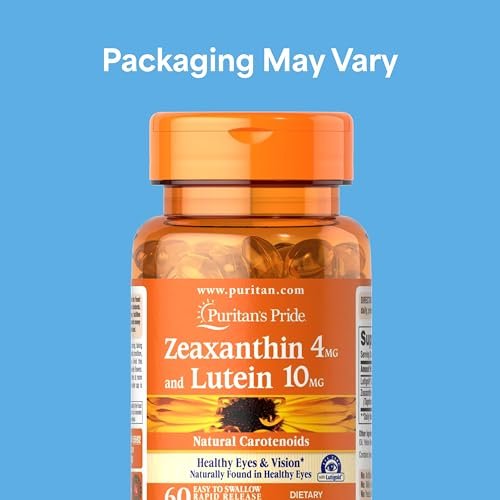 Puritan's Pride Zeaxanthin 4 mg mit Lutigold™ Lutein 10 mg Carotinoide – Nahrungsergänzungsmittel für gesunde Augen und Sehkraft, 60 leicht schluckbare Weichkapseln