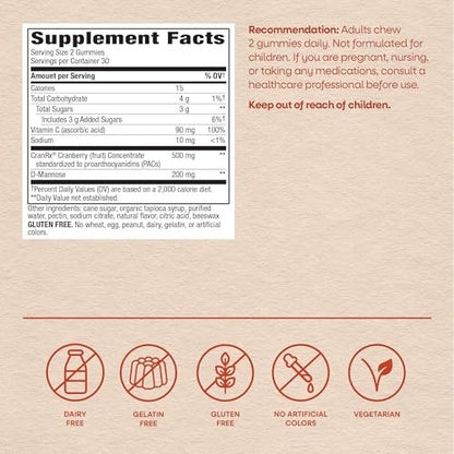 Nature's Way CranRx Cranberry Gummies – Unterstützung für die Harnwegsgesundheit mit Vitamin C, D-Mannose und bioaktivem Cranberry-Fruchtextrakt, Beerengeschmack, 60 Gummis
