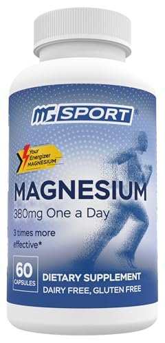 MGSPORT Magnesium Komplex 380mg – Hochabsorbierender Magnesiumkomplex mit Vitaminen B6, D, E – Unterstützt Muskelfunktion und Schlafqualität – 60 Portionen