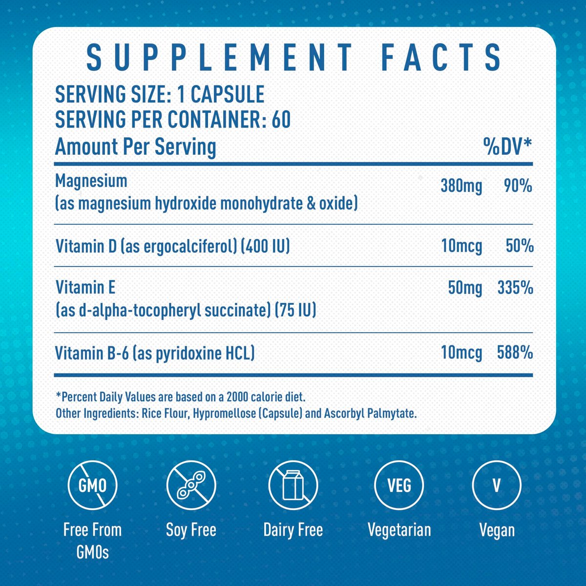 MGSPORT Magnesium Komplex 380mg – Hochabsorbierender Magnesiumkomplex mit Vitaminen B6, D, E – Unterstützt Muskelfunktion und Schlafqualität – 60 Portionen