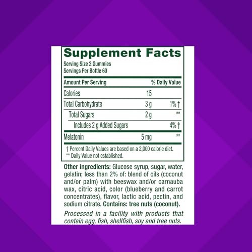 Vitafusion Extra Stark Melatonin Gummivitamine, 5 mg, 120 Stück Gummibärchen