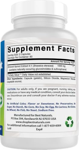 Best Naturals Brokkoli-Sprossen Extrakt, 1000 mg, 120 Kapseln