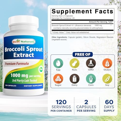 Best Naturals Brokkoli-Sprossen Extrakt, 1000 mg, 120 Kapseln