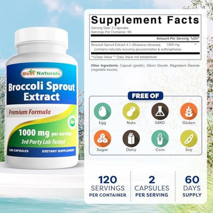 Best Naturals Brokkoli-Sprossen Extrakt, 1000 mg, 120 Kapseln