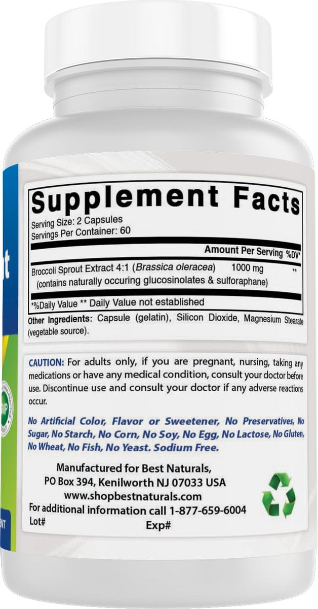 Best Naturals Brokkoli-Sprossen Extrakt, 1000 mg, 120 Kapseln