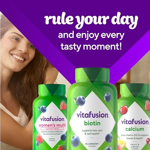 Vitafusion Extra Strength Biotin Gummis – 5.000 mcg, Beeren-Geschmack, 100 Stück (50-Tage-Vorrat)