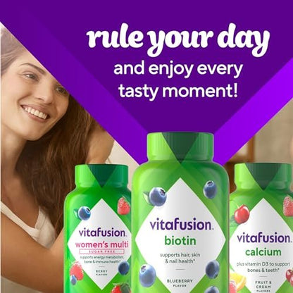 Vitafusion Extra Strength Biotin Gummis – 5.000 mcg, Beeren-Geschmack, 100 Stück (50-Tage-Vorrat)