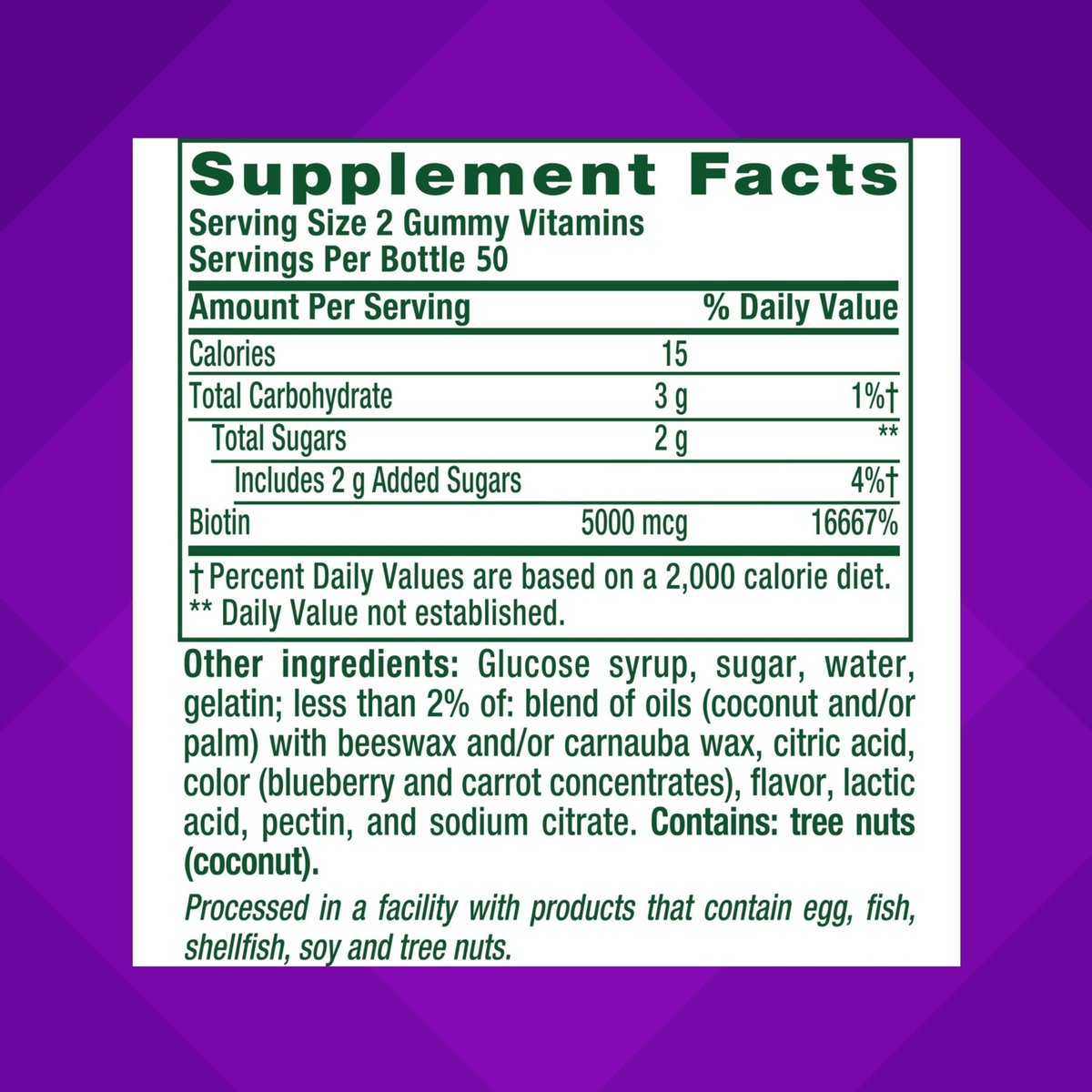 Vitafusion Extra Strength Biotin Gummis – 5.000 mcg, Beeren-Geschmack, 100 Stück (50-Tage-Vorrat)