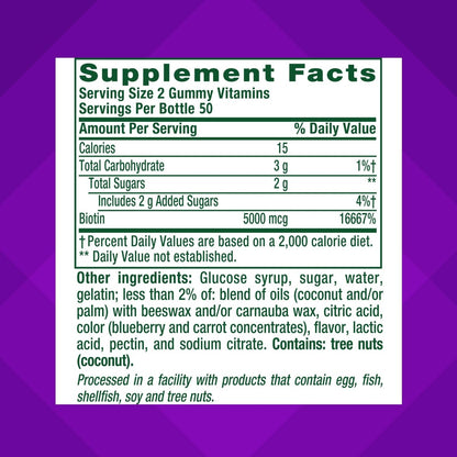 Vitafusion Extra Strength Biotin Gummis – 5.000 mcg, Beeren-Geschmack, 100 Stück (50-Tage-Vorrat)
