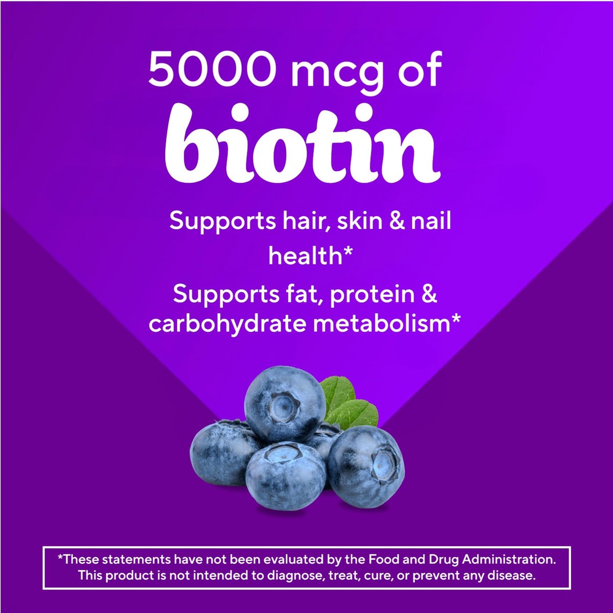 Vitafusion Extra Strength Biotin Gummis – 5.000 mcg, Beeren-Geschmack, 100 Stück (50-Tage-Vorrat)