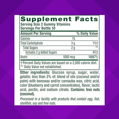 Vitafusion Extra Strength Biotin Gummis – 5.000 mcg, Beeren-Geschmack, 100 Stück (50-Tage-Vorrat)