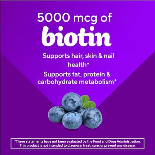 Vitafusion Extra Strength Biotin Gummis – 5.000 mcg, Beeren-Geschmack, 100 Stück (50-Tage-Vorrat)
