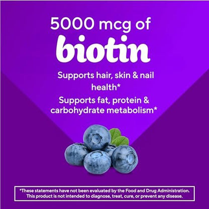 Vitafusion Extra Strength Biotin Gummis – 5.000 mcg, Beeren-Geschmack, 100 Stück (50-Tage-Vorrat)