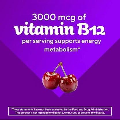 vitafusion Extra Stark Vitamin B12 Gummis – Unterstützt den Energiestoffwechsel und das Nervensystem, Gummivitamin für Frauen und Männer, Kirsche Geschmack, 45-Tage-Vorrat, 90 Stück