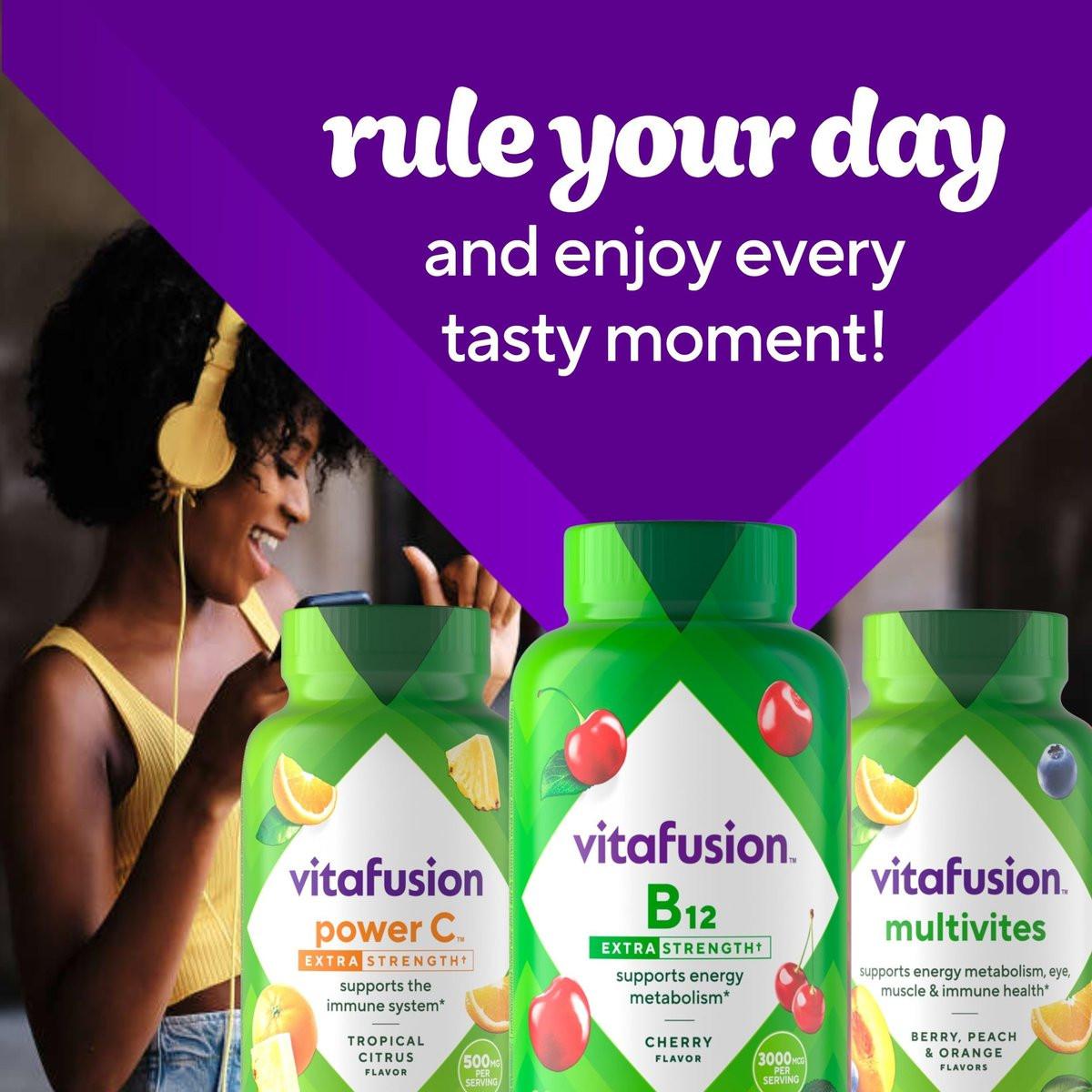 vitafusion Extra Stark Vitamin B12 Gummis – Unterstützt den Energiestoffwechsel und das Nervensystem, Gummivitamin für Frauen und Männer, Kirsche Geschmack, 45-Tage-Vorrat, 90 Stück