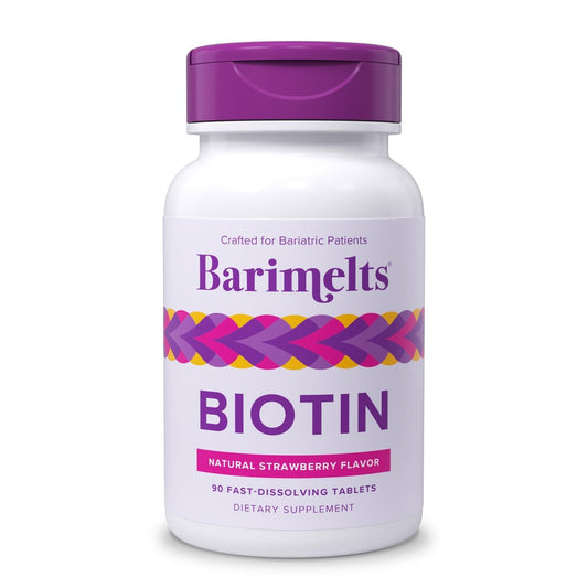 BariMelts Biotin 5000mcg – 90 schnell lösliche Tabletten (3-Monats-Vorrat), zuckerfreie Bariatrie-Vitamine für Frauen, natürlicher Erdbeergeschmack