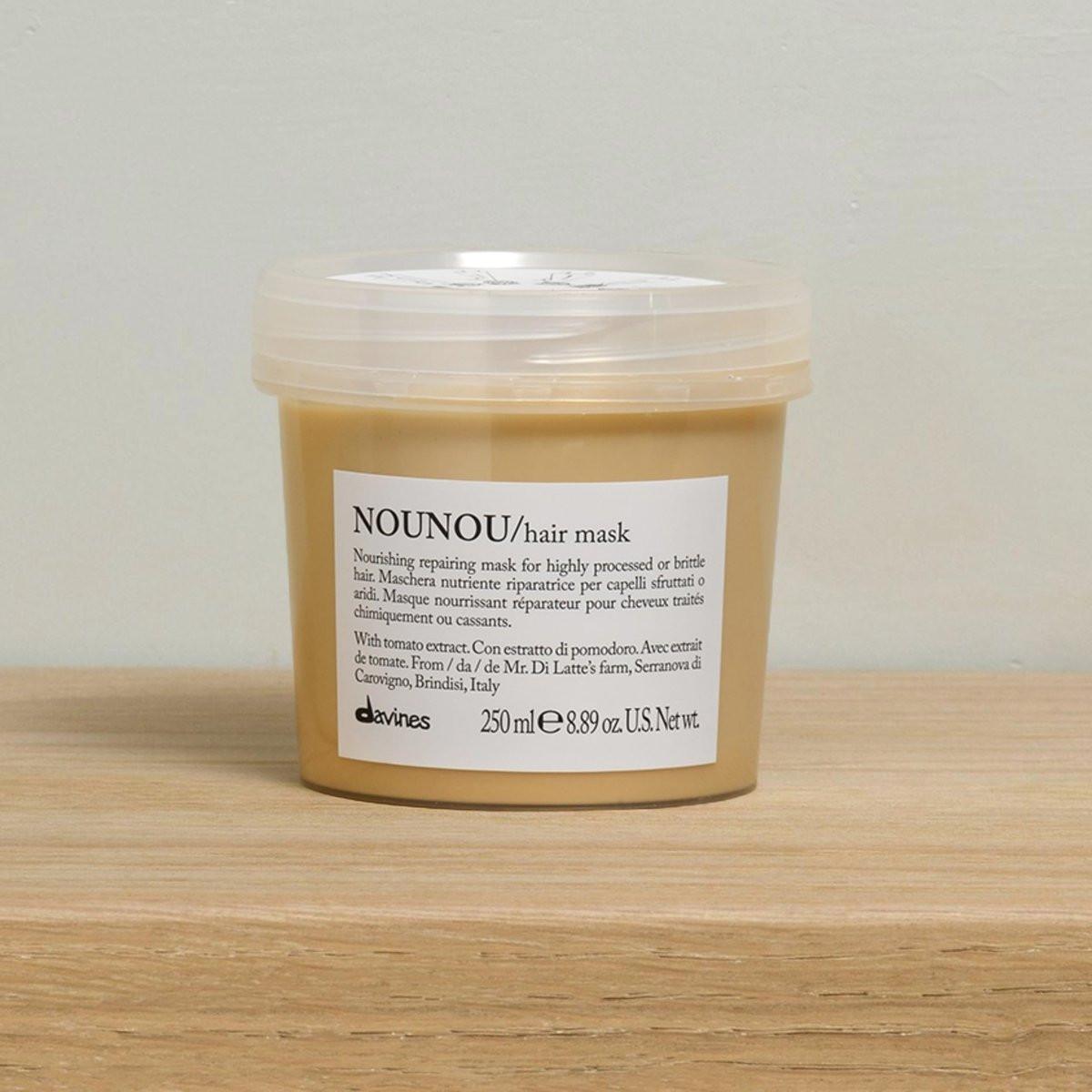 Davines NOUNOU Haarmaske – Reparierende Pflege für stark beanspruchtes, chemisch behandeltes, trockenes und brüchiges Haar – mit Tomatenextrakt für Feuchtigkeit und Fülle, 250 ml
