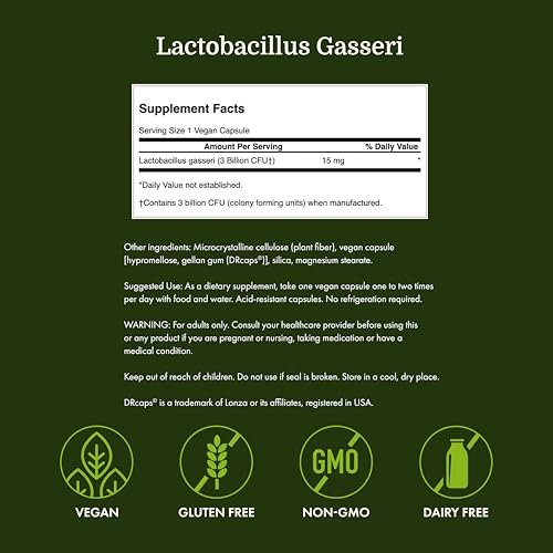 Swanson Lactobacillus Gasseri Probiotikum – 3 Milliarden KBE, säureresistent, 60 vegane Kapseln