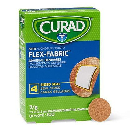 Curad Flex Fabric Spot Pflaster, Durchmesser 2,2 cm (7/8"), 100 Stück, hautfarben
