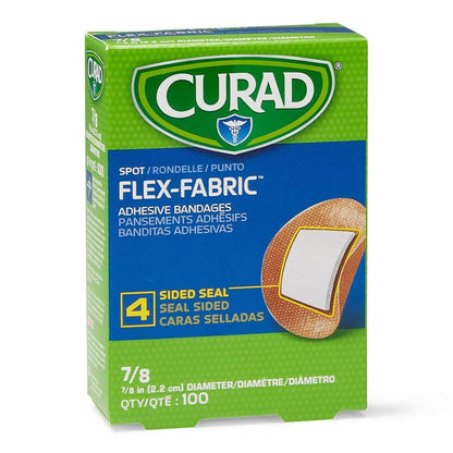 Curad Flex Fabric Spot Pflaster, Durchmesser 2,2 cm (7/8"), 100 Stück, hautfarben