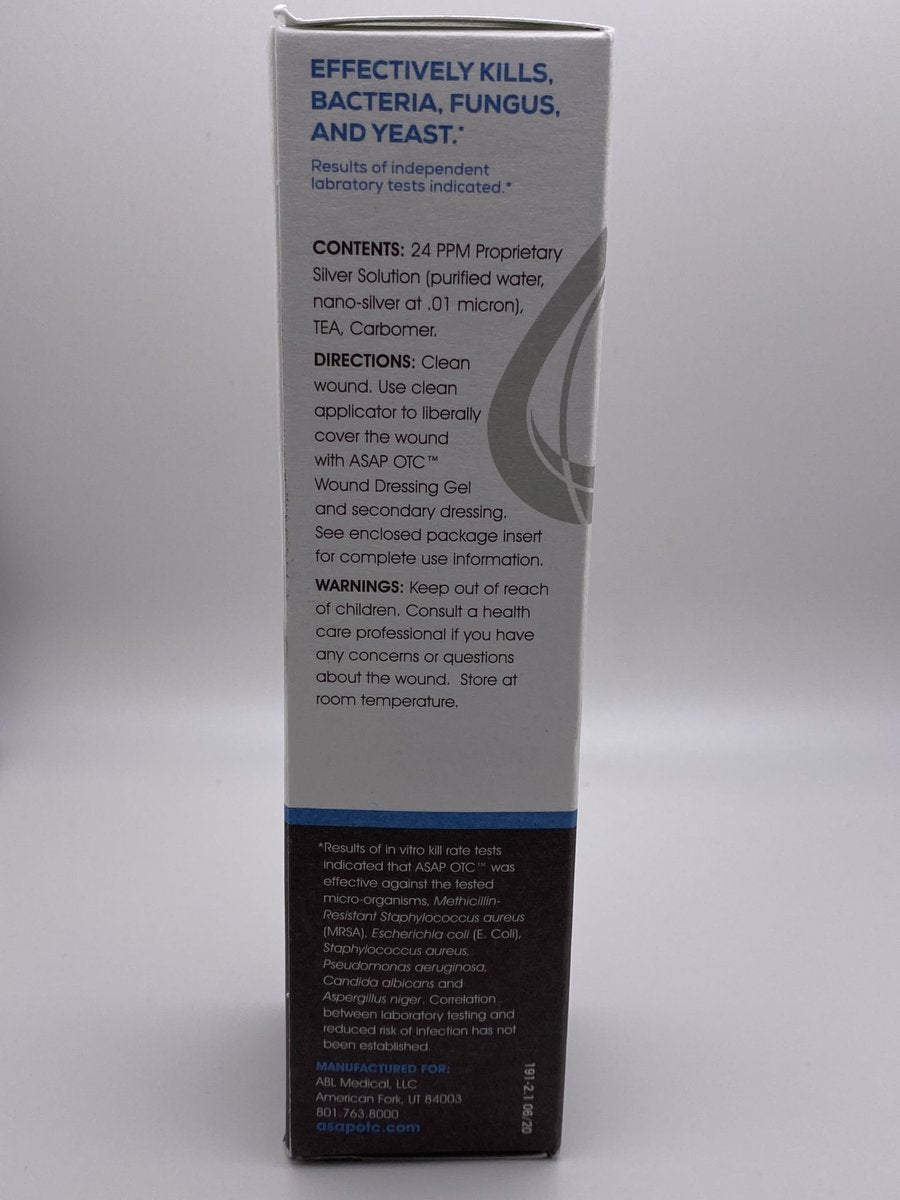 ASAP OTC Wundpflege-Gel von American Biotech Labs | Silber-Sol Ag₄O₄ 24 ppm Heil- und Beruhigungsgel | 118 ml