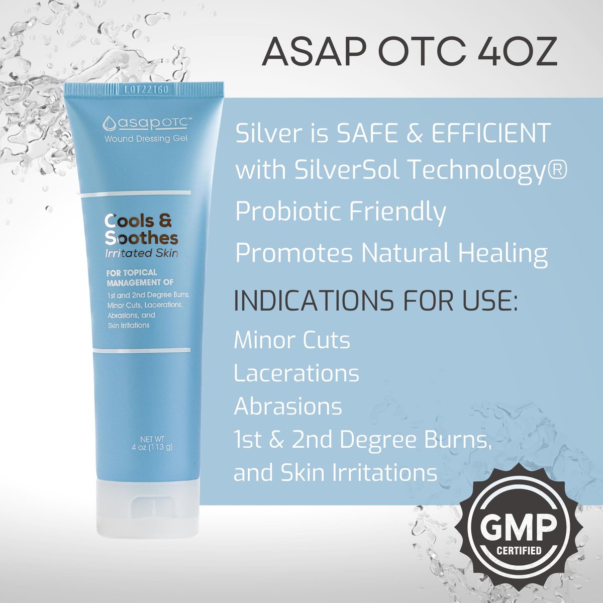 ASAP OTC Wundpflege-Gel von American Biotech Labs | Silber-Sol Ag₄O₄ 24 ppm Heil- und Beruhigungsgel | 118 ml