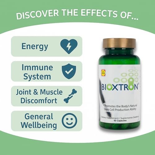 Bioxtron Natürliches Stammzellen-Supplement Kapseln – Zelluläre & Antioxidantien-Unterstützung mit Blaugrünalgen, Spirulina, Immun- & Energieunterstützung – 60 Kapseln