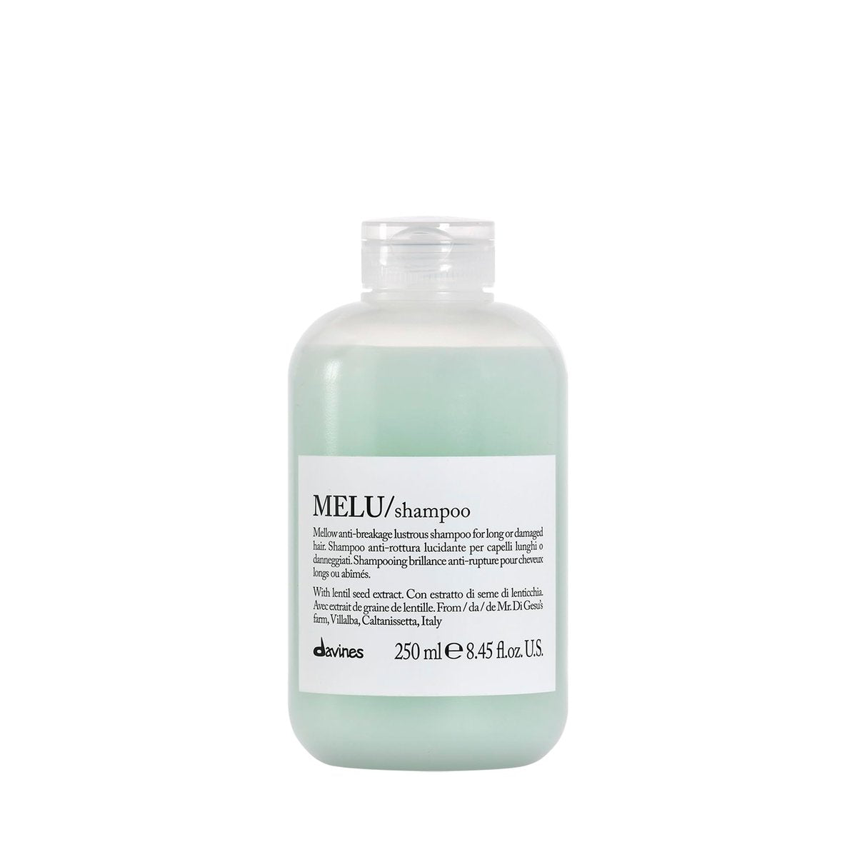 Davines MELU Shampoo – Elastifizierendes Anti-Bruch Shampoo für langes oder geschädigtes Haar, mit Villalba Linsensamen, 250 ml