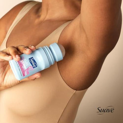 Suave Deodorant Roll-On für Frauen, Powder Fresh Duft, 6er-Pack – Antitranspirant Deodorant mit 24-Stunden-Schweiß- und Geruchsschutz, 2,7 Unzen pro Stück