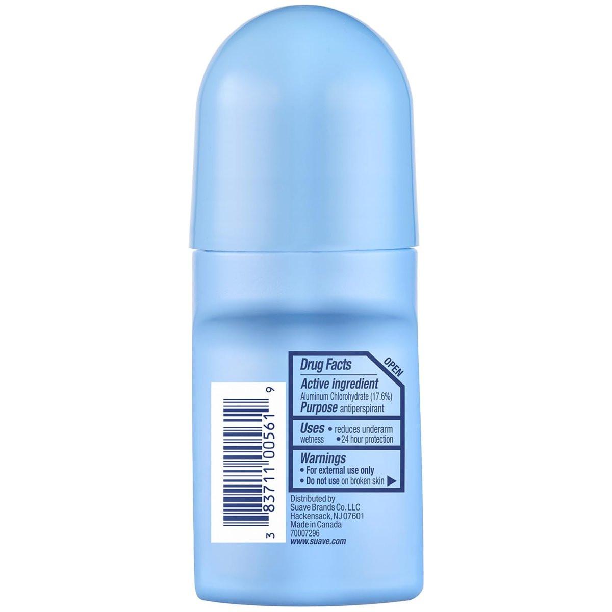 Suave Deodorant Roll-On für Frauen, Powder Fresh Duft, 6er-Pack – Antitranspirant Deodorant mit 24-Stunden-Schweiß- und Geruchsschutz, 2,7 Unzen pro Stück