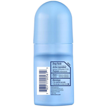 Suave Deodorant Roll-On für Frauen, Powder Fresh Duft, 6er-Pack – Antitranspirant Deodorant mit 24-Stunden-Schweiß- und Geruchsschutz, 2,7 Unzen pro Stück