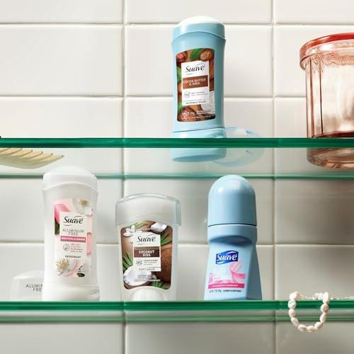 Suave Deodorant Roll-On für Frauen, Powder Fresh Duft, 6er-Pack – Antitranspirant Deodorant mit 24-Stunden-Schweiß- und Geruchsschutz, 2,7 Unzen pro Stück
