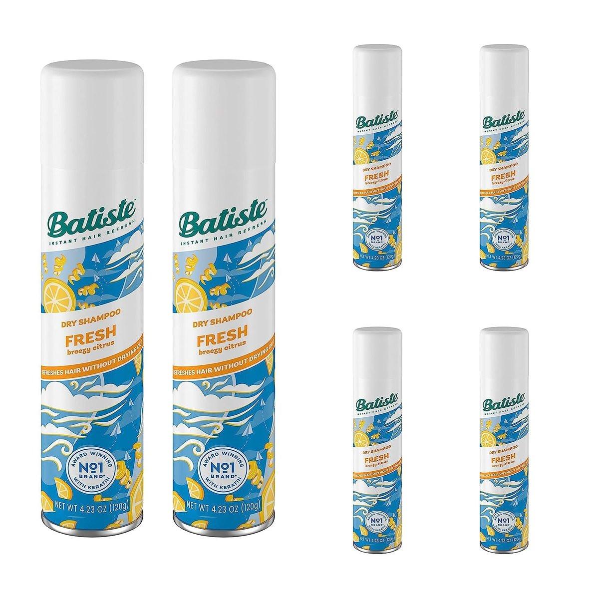 Batiste Trockenshampoo Fresh, erfrischender Zitrusduft, belebt das Haar ohne Austrocknung, 4,23 oz (6er-Pack)