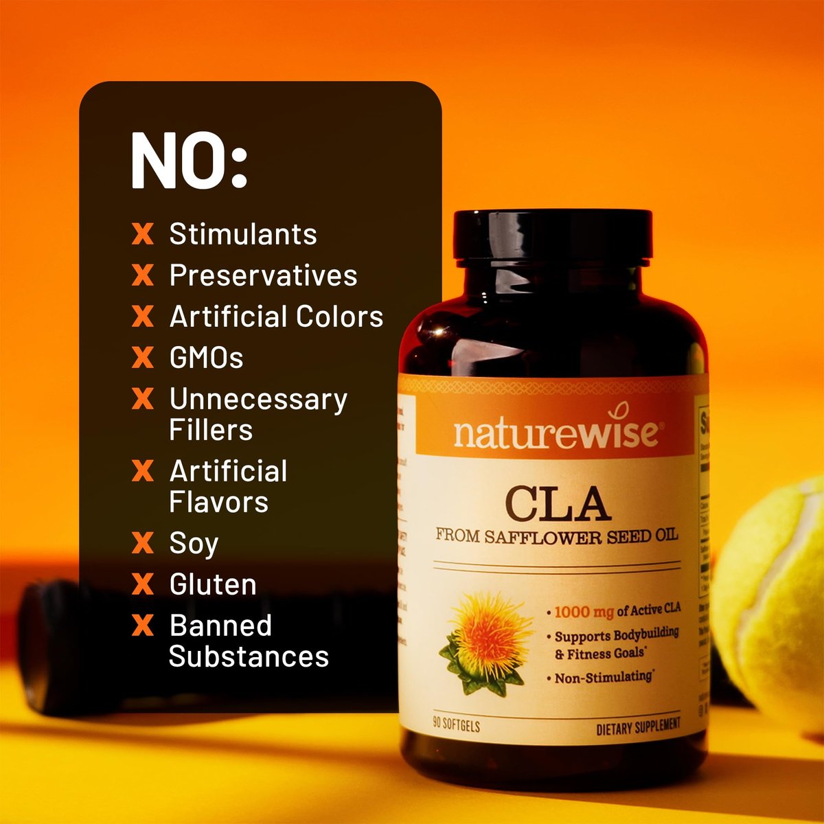 NatureWise CLA 1250 – Konjugierte Linolsäure für Frauen und Männer, nicht stimulierend, unterstützt gesundes Gewicht und Fitnessziele – Non-GMO, glutenfrei – 90 Softgels (1-Monatsvorrat)