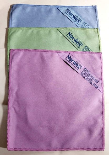 Norwex Wildleder Abschminktuch-Set (3er-Pack) – Blau, Lila, Grün