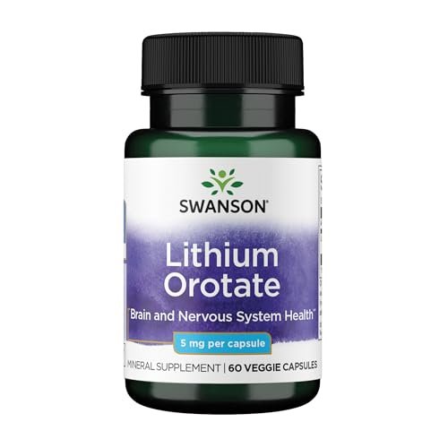 Swanson Lithium Orotat – Stimmungs- und Gedächtnisunterstützung für stressanfällige Erwachsene, 5 mg elementares Lithium (60 vegane Kapseln)