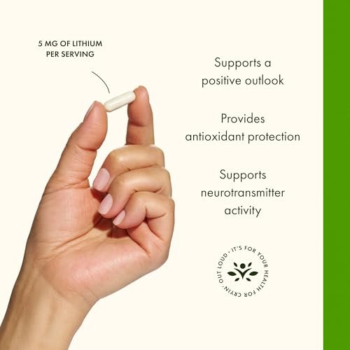 Swanson Lithium Orotat – Stimmungs- und Gedächtnisunterstützung für stressanfällige Erwachsene, 5 mg elementares Lithium (60 vegane Kapseln)