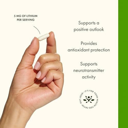 Swanson Lithium Orotat – Stimmungs- und Gedächtnisunterstützung für stressanfällige Erwachsene, 5 mg elementares Lithium (60 vegane Kapseln)