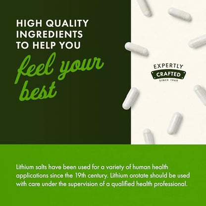 Swanson Lithium Orotat – Stimmungs- und Gedächtnisunterstützung für stressanfällige Erwachsene, 5 mg elementares Lithium (60 vegane Kapseln)