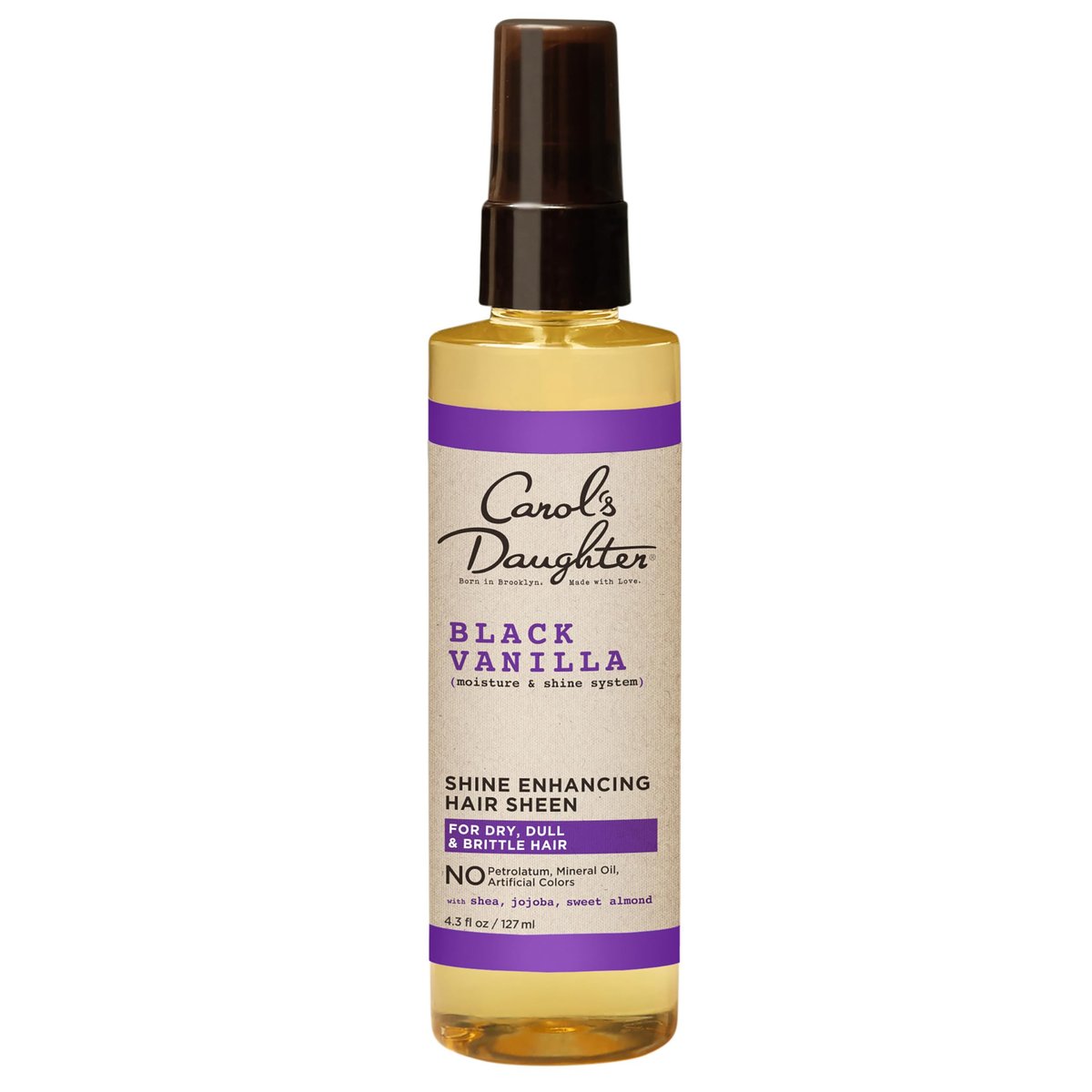 Carol's Daughter Black Vanilla Haar-Sheen für lockiges, welliges oder natürliches Haar – Feuchtigkeitsspray für trockenes, stumpfes oder brüchiges Haar, 4,3 Fl Oz