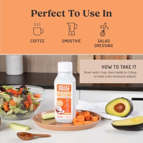 Bulletproof Brain Octane C8 MCT Öl – 100% reines Kokosöl, Triple-Destilliert, Keto-Energiesupplement für Kaffee & Smoothies, 16 oz, Ungeschmackvoll, Ohne Zusätze oder Füllstoffe, Nicht-GVO