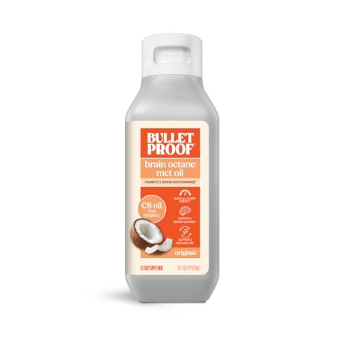 Bulletproof Brain Octane C8 MCT Öl – 100% reines Kokosöl, Triple-Destilliert, Keto-Energiesupplement für Kaffee & Smoothies, 16 oz, Ungeschmackvoll, Ohne Zusätze oder Füllstoffe, Nicht-GVO