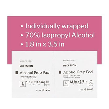 McKesson Alkoholtupfer 70% Isopropyl, steril, 1000 Stück (10 Boxen à 100 Tupfer) – Medizinische Reinigungstücher für Erste Hilfe