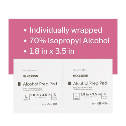 McKesson Alkoholtupfer 70% Isopropyl, steril, 1000 Stück (10 Boxen à 100 Tupfer) – Medizinische Reinigungstücher für Erste Hilfe