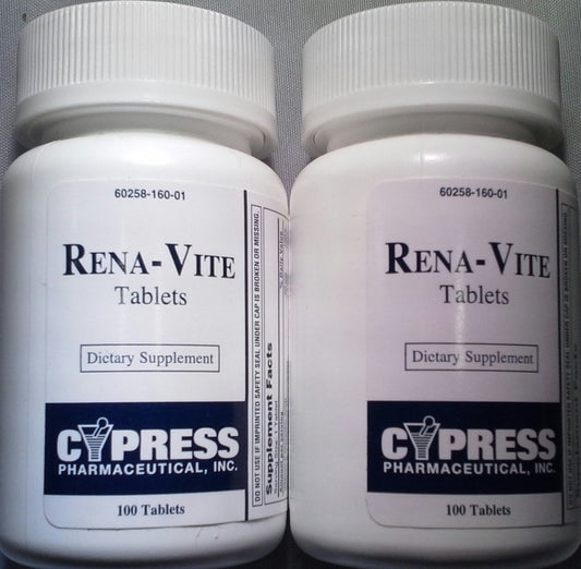 Cypress Pharmaceutical Rena-Vite Tabletten, 100 Tabletten pro Flasche (2 Flaschen)