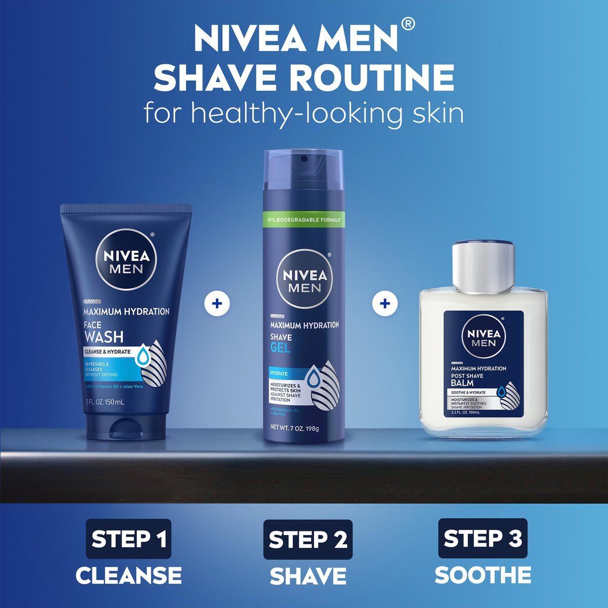 NIVEA MEN Sensitive Rasierset für Männer – Rasiergel (200 ml) + Beruhigender Aftershave-Balsam (100 ml) mit Kamillenextrakt und Vitamin E für empfindliche Haut