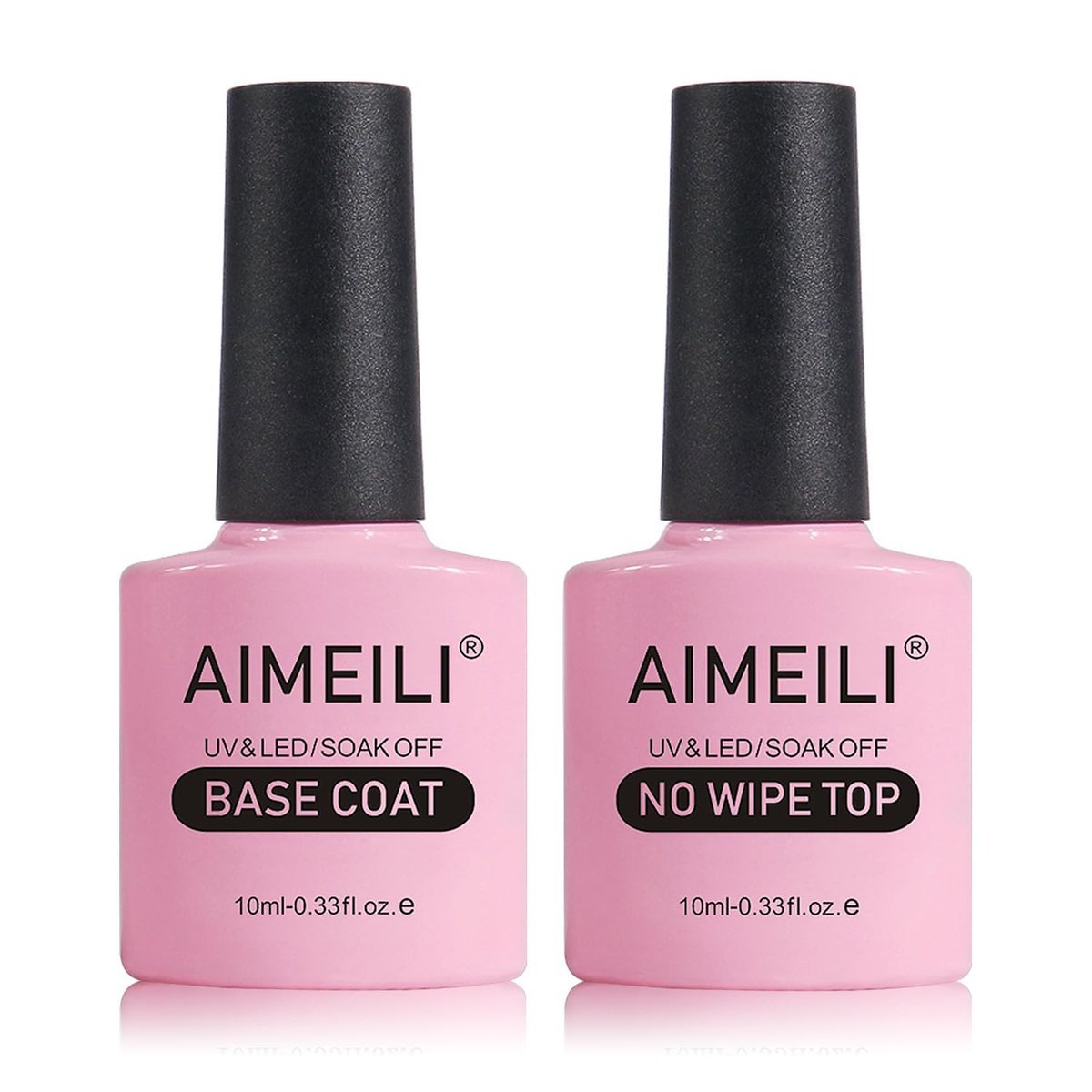 AIMEILI Gel Nagellack No Wipe Top und Base Coat Set – Glänzender Finish, langanhaltend, UV-Lichtaushärtend – 2 x 10 ml