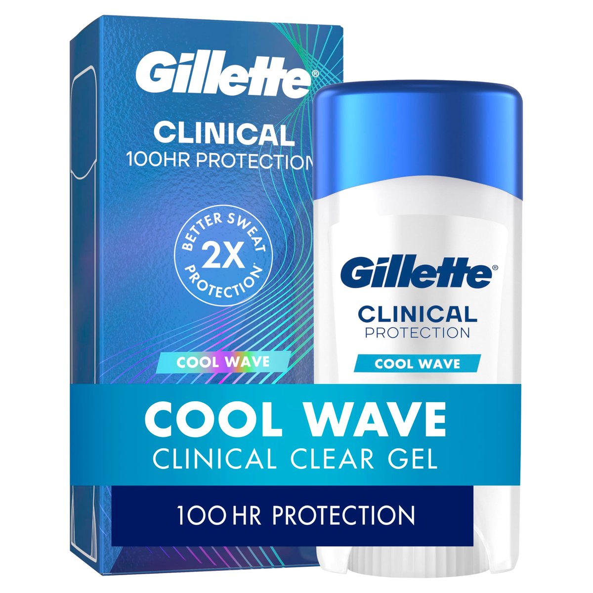 Gillette Clinical Antiperspirant & Deodorant für Männer, 72h klinischer Schutz gegen Schweiß und Geruch, langanhaltende Frische, Anti-Weißflecken-Technologie, klares Gel, Cool Wave Duft, 2,6 oz
