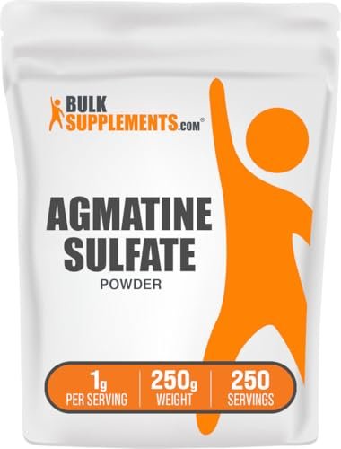 BulkSupplements.com Agmatinsulfat-Pulver – Nitric-Oxid-Booster, Pre-Workout-Pulver, ungesüßt & glutenfrei, 1 g pro Portion, 250 g (8,8 oz)
